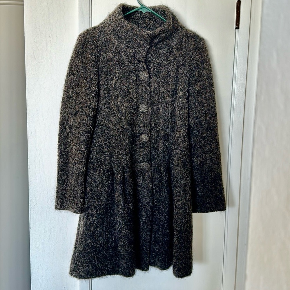 Boucle Peplum Coat Camel Hair